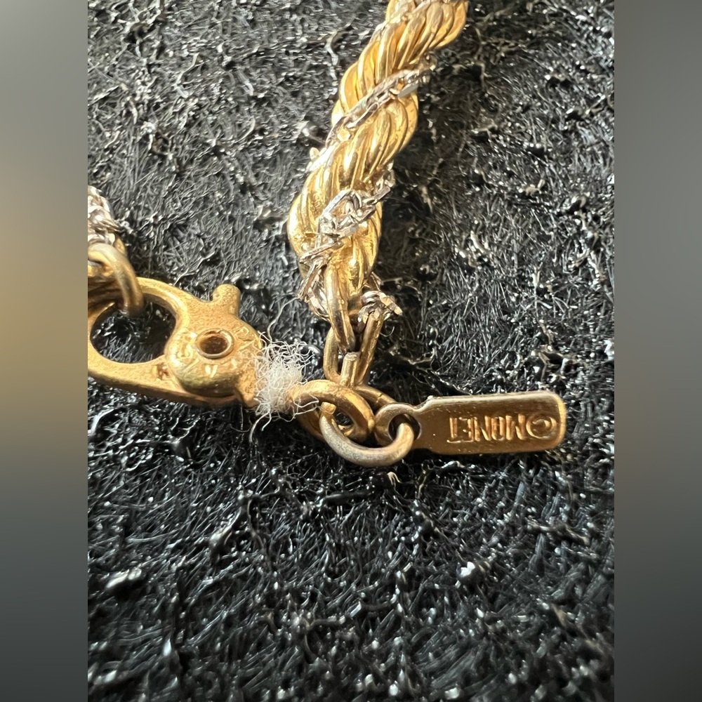 Aura Gemstone Wrapped Pendant w/ Vintage Monet Chain | 18" - Picture 8 of 15